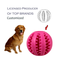 Jouet à mâcher interactif pour chat et chien, balle distributrice de nourriture en caoutchouc souple TPR, réglable et couineur