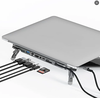Station d'accueil Type C de haute qualité avec Ethernet RJ45 100 Mbps, USB 3.0, HDTV 4K, lecteur de cartes SD/TF, support pour ordinateur portable et hub USB – En stock