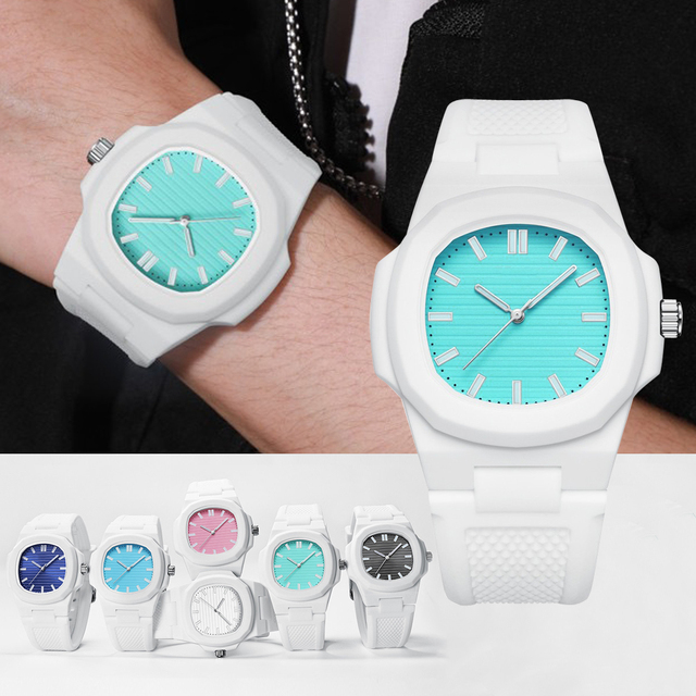 Custom logo Silicone Strap Unisex Watches Sport Waterproof Plastic Quartz Watch for Men and Women