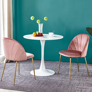 2 <span class=keywords><strong>Sillas</strong></span> de <span class=keywords><strong>Comedor</strong></span> Modernas de Terciopelo Rosa con Patas Doradas y Respaldo Confortable - Product Image 2