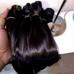 Cheveux humains vierges longs et raides, noir naturel, trame Remy, double épaisseur, densité 100%, cheveux en vrac, taille personnalisable - Product Image 1