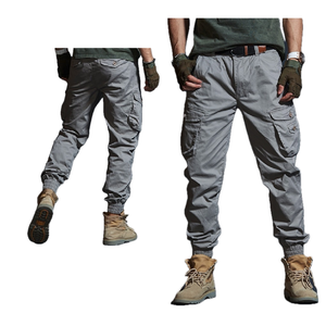 Zipper Fly Mid Waist <b>Elastic</b> Lightweight Men's Cargo Pants with Large-Capacity Pockets for Business <b>Work</b> - Product Image 4