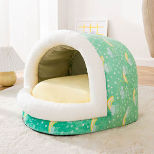 Camas para Perros Pequeños y Medianos, Gatos, Diseño de Puntos Coloridos, Rayas, Cálida, de Felpa, Lavable, Tipo Iglú, con Funda Extraíble - Product Image 6