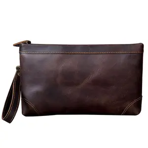 Cowhide Men'S Clutch Original New Handmade Genuine Phone Bag Card Holder Leather Wallet For Men