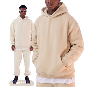 Alta calidad suelta con capucha para hombre ropa de calle de peso pesado letra Puff Logo personalizado francés Terry 400 500 GSM sudaderas con capucha de gran tamaño - Product Image 1