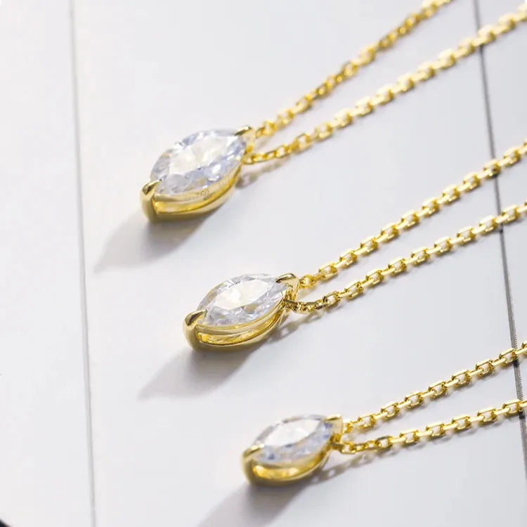 18K Ouro Mossanite Diamante Colar com Anjos EyeLuxury e SmallHigh final DesignLayable Estilo V-shaped Collar Chain