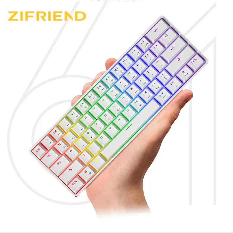 60% Teclado mecanic Wholesale Mini portable Wired Blue tooth 60 percent mechanical keyboardswitches 61 keys Gaming keyboard