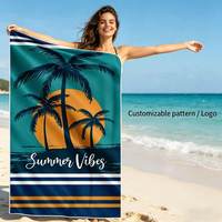 Serviette de plage surdimensionnée 31,5*63 pouces en microfibre à séchage rapide, sans sable, écologique, super absorbante, couverture de piscine imprimée