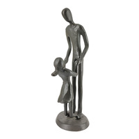 Sculpture Familiale Abstraite Moderne Faite à la Main en Fonte, Statue Père-Fille Dansant, Figurine Métallique, Décoration de Table pour la Maison