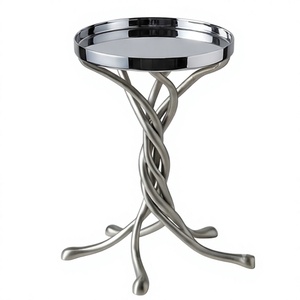 Support de bougie en spirale torsadée en acier inoxydable avec dessus miroir rond pour la décoration de la maison - Product Image 2