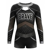 Nouveautés : Ensembles d'uniformes de cheerleading pour enfants en spandex/polyester noir et rouge rosé pour les filles, pour les entraînements de cheerleading