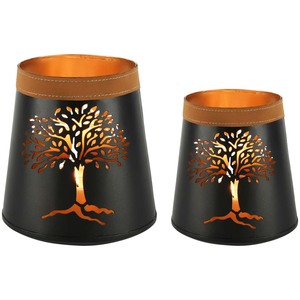 Elegante Portavelas de Hierro con Cubierta Superior de Cuero para Decoración de Hoteles, Restaurantes, Bodas y Fiestas, Disponible para la Venta - Product Image 2