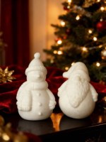 Statues de Père Noël et Bonhomme de Neige en Marbre Blanc avec Logo Personnalisé STONEKOCC, Souvenirs de Noël, Cadeaux pour la Décoration de Noël