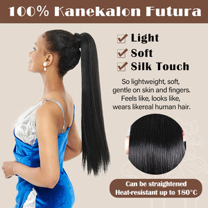 Julianna Hair Sintetico Kanekalon Pelo Fibra Natural Wrap Around <span class=keywords><strong>El</strong></span> Shampoo De Cola De <span class=keywords><strong>Caballo</strong></span> Cintetica Rizado Extensiones Liso - Product Image 4
