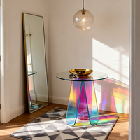 Table de bureau en acrylique transparente irisée avec 3 pieds