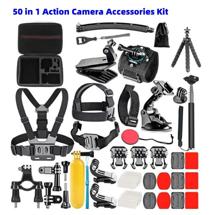 50 in 1 GoPro Hero10/9/8/7/6/5/4 GoPro Max GoPro Fusion Insta360 DJI Osmo Action Camera Accessory Kit Compatible