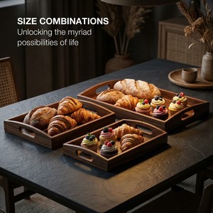 WDF Unique <strong>Kitchen</strong> <strong>Trays</strong> Set Food Wood Valet <strong>Trays</strong> Serving Platter Party extra Large Acacia Wood Serving <strong>Tray</strong> With Handles - Product Image 3