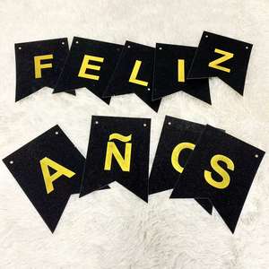 <span class=keywords><strong>Banderin</strong></span> Colgable con brillo Feliz cumpleaños Dorado - Product Image 5