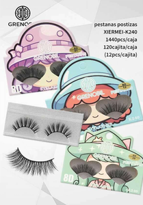 Ciglia finte Grenobil 8D Full Strip Thick D Curl con fascia in plastica e capelli sintetici K240 - Product Image 3