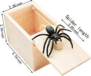 El yapımı ahşap hile sürpriz kauçuk örümcek yetişkinler ve çocuklar için bir kutuda gizli kutu ahşap çocuk oyuncağı için şakalar - Product Image 2