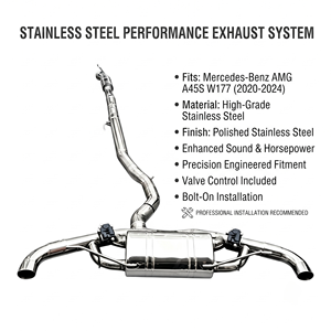 Conjunto de silenciador de acero inoxidable con ajuste acústico Vortex para Mercedes-Benz AMG A45S W177, solución de sonido deportivo - Product Image 1