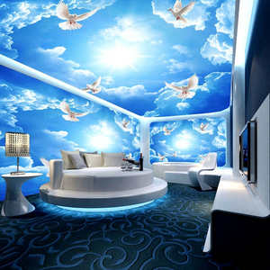 <span class=keywords><strong>Papier</strong></span> <span class=keywords><strong>Peint</strong></span> <span class=keywords><strong>Plafond</strong></span> <span class=keywords><strong>Ciel</strong></span> Bleu et Nuages Blancs 3D Décoration Intérieure - Product Image 1