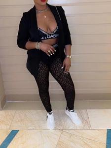 Floralcharm moda seksi sıcak satış örgü baskı gece kulübü tarzı pantolon 2 parça kadın s setleri - Product Image 5