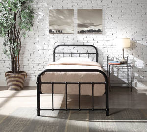 Оптовая продажа, простая конструкция, кованая железная платформа, кровать размера «<span class=keywords><strong>King</strong></span>-Size», медная щетка, металлические каркасы кровати - Product Image 6