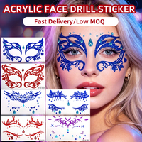 Autocollants de tatouage temporaire pour le visage, non toxiques, pour adultes, avec des cristaux étincelants sur mesure, pour le maquillage des yeux lors de festivals et de bals masqués