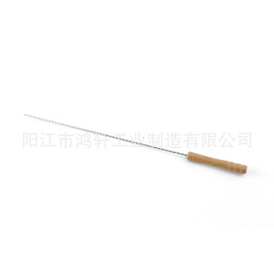 Wooden Handle Barbecue Skewers Chrome Plated Twisted Metal For Cooking <b>BBQ</b> Tools Durable 40g Stick HX 072 - Product Image 4