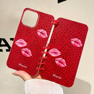 Étui de téléphone à clapet style carnet imprimé léopard avec motif baiser, très populaire, compatible avec <span class=keywords><strong>iPhone</strong></span> 12 16 Pro Max - Product Image 1
