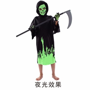 Disfraz de Grim Reaper que brilla en la oscuridad para niños, traje de actuación de Halloween, talla infantil de 8 a 13 años, tela de poliéster - Product Image 5