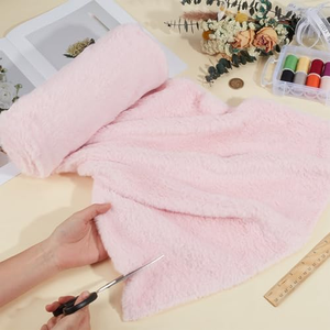 Pink Faux <b>Rabbit</b> Fur Plush Fabric <b>Soft</b> Fluffy Material for Clothing <b>Toys</b> Pet Use - Product Image 2