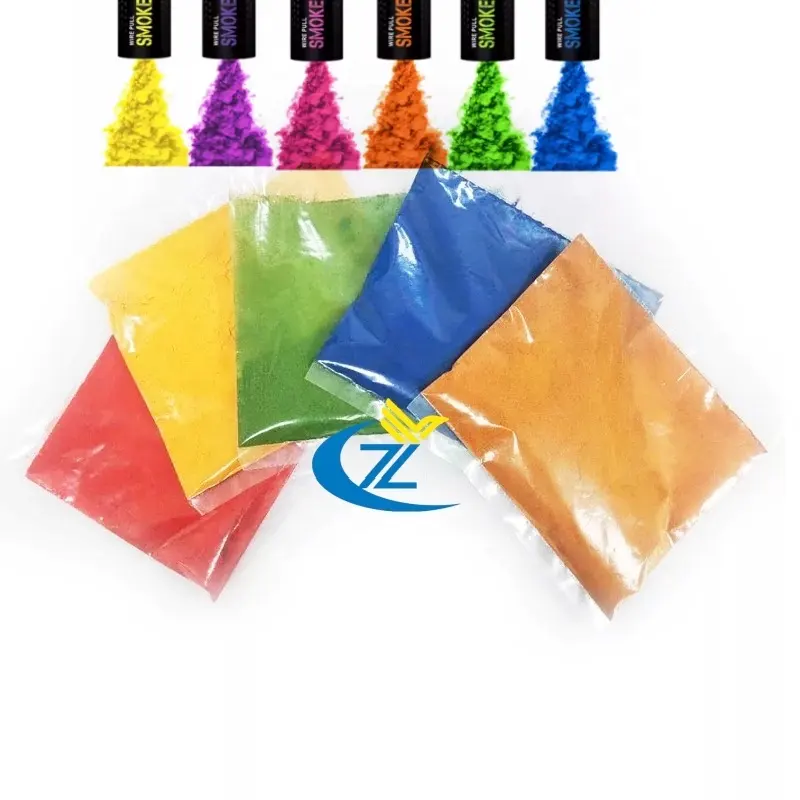 Colorants solvants Craquelins de feu Bombe fumigène colorant en poudre Rouge/Bleu/Jaune/Vert/Noir colorant de fumée de couleur
