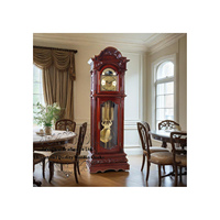 Horloge de grand-père mécanique de luxe, style campagne française, avec figurines dansantes, cadran en laiton, poids et colliers décoratifs, pour parquet en bois