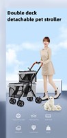 Vente en gros d'usine Poussette double pas cher pour chien et chat avec poids léger, Poussette pour chien pour 2 petits chiens voyageant