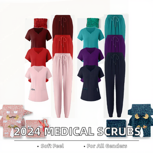 Nouveaux ensembles d'uniformes médicaux personnalisés unisexes en denim et spandex, 2 pièces, style jogger, pour infirmières, médecins, dentistes et cliniques vétérinaires, vente en gros - Product Image 2