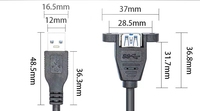 Kabel ekstensi konektor Wanita USB A 3.0 kustom Panel sekrup dudukan KE pria Transfer Data lebih cepat untuk komputer PC