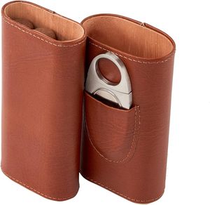 Boîtes à cigares de style américain avec logo personnalisé, humidor de voyage portable de poche, étui à cigares de luxe en cuir pour 3 cigares - Product Image 5
