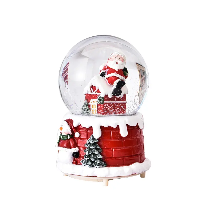 Hadiah Natal Khusus Kaca Resin Globe Salju Natal dengan Meniup Salju