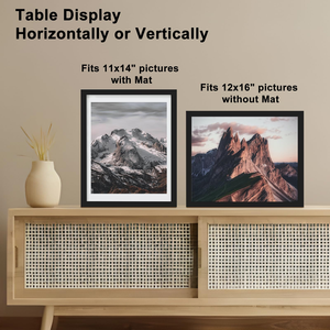 Classic <b>Black</b> Wooden Poster Frame Tempered Glass Wall Hook Includes 11x14 Picture Poster 16 X 20 Matted Frames - Product Image 5