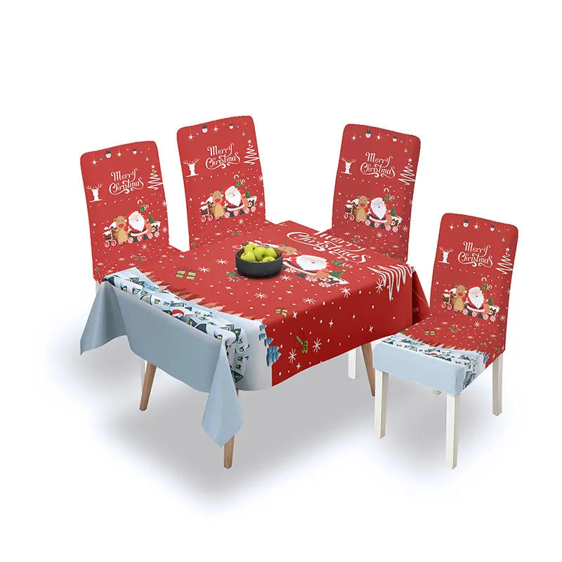 140*140/180/210/260 cm christmas removable washable dining 4 chair covers and tablecloth set
