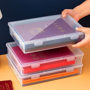 Transparent A4 Document Storage <b>Box</b> Stackable <b>With</b> <b>Lid</b> Office Organizer Household Student Desktop File Container Rectangle - Product Image 1