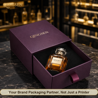 Boîtes d'emballage de luxe personnalisées pour parfum, en carton rigide violet prune, avec estampage à chaud doré, tiroir coulissant, pour parfums
