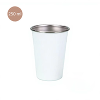 Tasse à café de voyage en acier inoxydable 304 à paroi simple, blanche, 250/260 ml, pour jus, bière, thé, camping en plein air, restaurant, bar