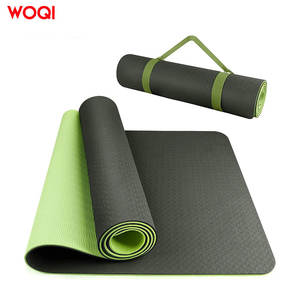 Tapis de yoga Woqi 6 mm d'épaisseur, en EVA, rectangulaire, vert herbe, avec sangle de transport, pour le fitness et le remodelage corporel - Product Image 2