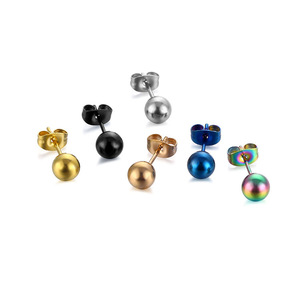 Stainless Steel Ball <b>Stud</b> Earrings 0.8x11mm Multiple Colors Fashion Jewelry <b>For</b> Women <b>Men</b> Piercing Earrings - Product Image 2