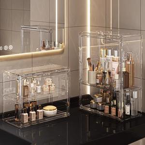 Boîte de rangement cosmétique haut de gamme en acrylique transparent, anti-poussière, grande capacité, organisateur multi-couches pour produits de soin, à poser sur comptoir - Product Image 2