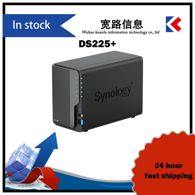 DS225+ 2-Bay Entry Compact NAS Server Max 32GB DDR4 ECC Dual 2.5GbE M.2 NVMe Cache for SOHO Media Backup File Storage