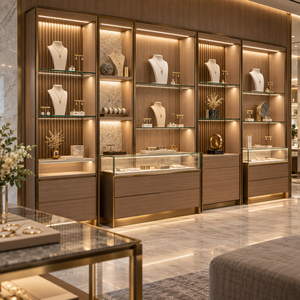 Vitrine murale en bois sur mesure avec éclairage LED pour bijouterie - Product Image 5